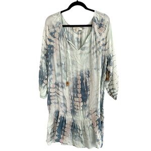 River & Sky Chautauk Sky Blue Simone Tie Dye Dress Large NWT